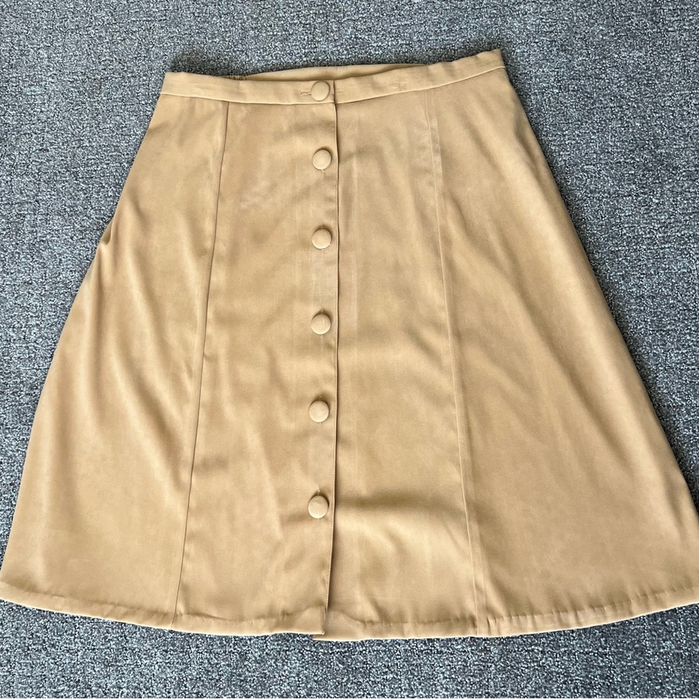 Vintage BFA Classics Skirt Center Buttons Front Mid Women’s 20P Faux Suede USA